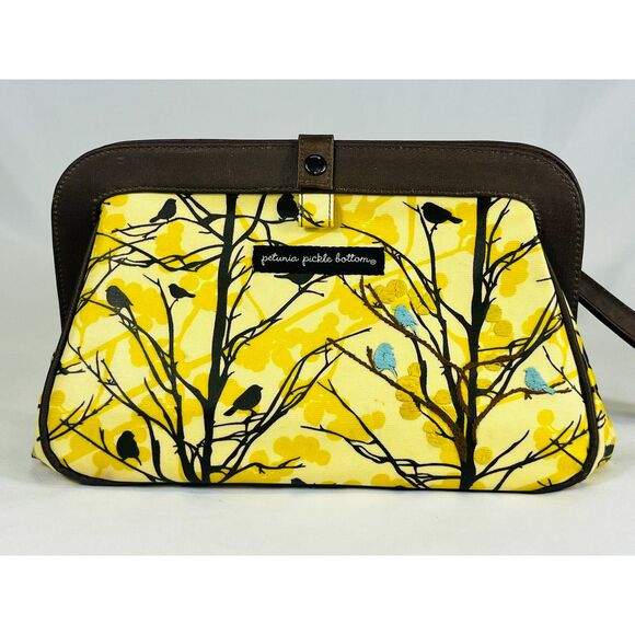 Petunia Pickle Bottom Diaper Bag Wristlet Yellow Birds Changing Pad Water Resist - Picture 3 of 10